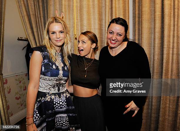 Kelly Sawyer Patricof, Nicole Richie and Sophia Rossi attend HelloGiggles and Satine's Exclusive Trunk Show By One Jewelry on February 20, 2013 in...