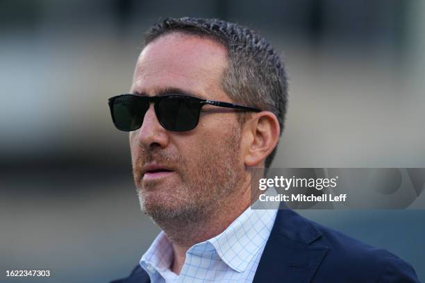 General manager Howie Roseman of the Philadelphia Eagles walks on the field prior to the preseason game against the Cleveland Browns at Lincoln...