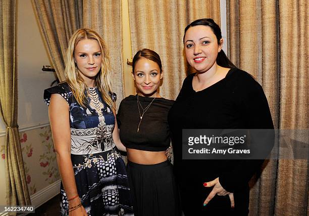 Kelly Sawyer Patricof, Nicole Richie and Sophia Rossi attend HelloGiggles and Satine's Exclusive Trunk Show By One Jewelry on February 20, 2013 in...