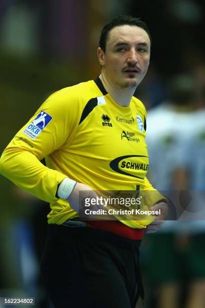 Borko Ristovski of Gummersbach during the DKB Handball Bundesliga match between VfL Gummersbach and FrischAuf Goeppingen at Eugen-Haas-Sporthalle on...