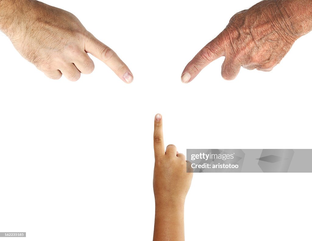 Three Generations of Hands with Pointing Finger