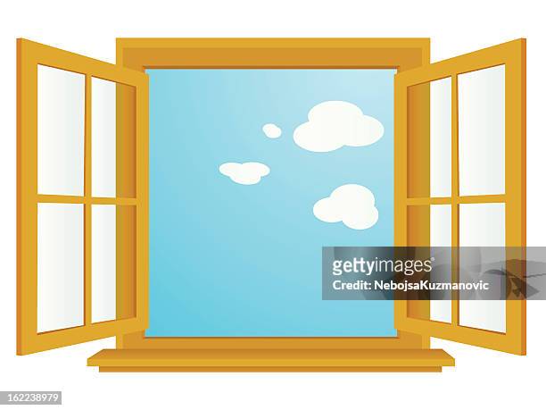 stockillustraties, clipart, cartoons en iconen met open window - raam