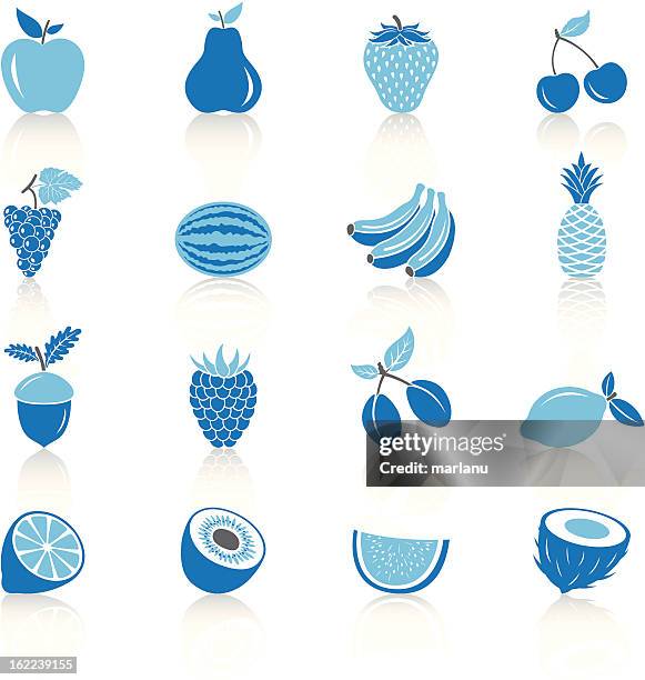 ilustraciones, imágenes clip art, dibujos animados e iconos de stock de frutas-serie azul - ciruela pasa