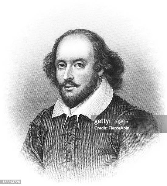 william shakespeare-mit antiken porträt - william shakespeare stock-grafiken, -clipart, -cartoons und -symbole