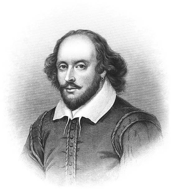 william shakespeare - antique engraved portrait - shakespeare stock illustrations