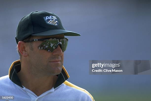 Portrait of Mark Taylor captain of Australia taken during their Ashes tour to England. Australia retained the Ashes with Taylor scoring 129 during...