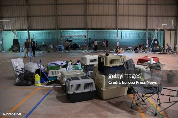 Animal boxes pavilion of IES Sabino Berthelot, on August 18 in El Sauzal, Tenerife, Canary Islands, Spain. The forest fire that started on the night...