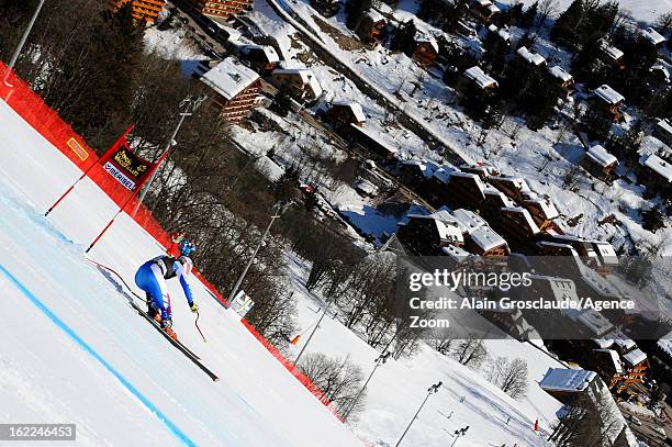 Marion Rolland of France competes during the Audi FIS Alpine Ski World Cup Women's Downhill Training on February 21, 2013 in Meribel, France.