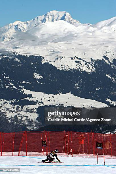 Edith Miklos of Romania competes during the Audi FIS Alpine Ski World Cup Women's Downhill Training on February 21, 2013 in Meribel, France.