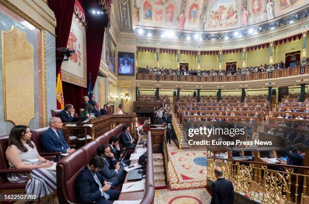 View of the hemicycle during the Constitutive Session of the XV Legislature in the Congress of Deputies, on 17 August, 2023 in Madrid, Spain. The...