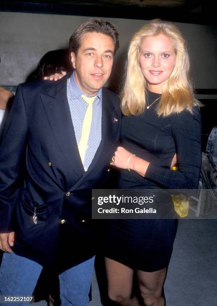 Actress Claire Yarlett and guest attend the Starlight Starbright Children's Foundation Benefit Party on September 22, 1988 at Ed Debevic's Restaurant...