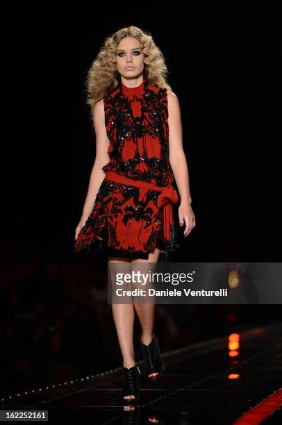 Georgia May Jagger walks the runway at the Just Cavalli fashion show during Milan Fashion Week Womenswear Fall/Winter 2013/14 on February 21, 2013 in...
