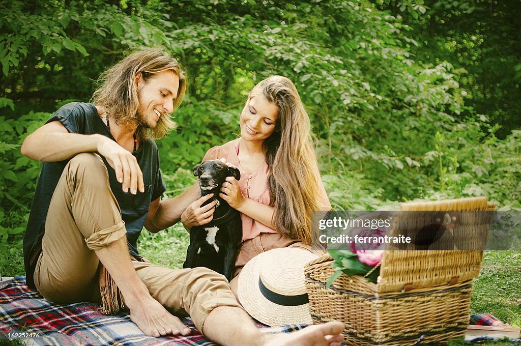 Couple picnicking in the park