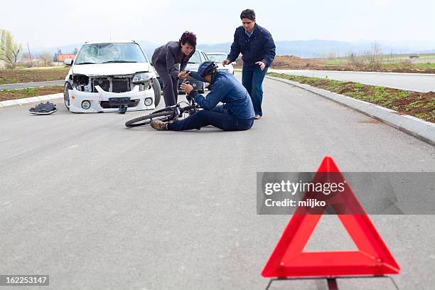 bicycle and car crash - motor vehicle accident injury stock pictures, royalty-free photos & images