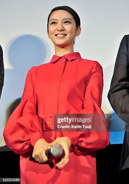 Actress Emi Takei attends the 'Flight' Japan Premiere at Marunouchi Piccadilly on February 21, 2013 in Tokyo, Japan. The film will open on March 1 in...