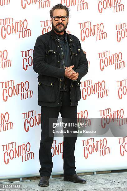 Marco Giallini attends the 'Tutti Contro Tutti' photocall at Space Moderno on February 21, 2013 in Rome, Italy.