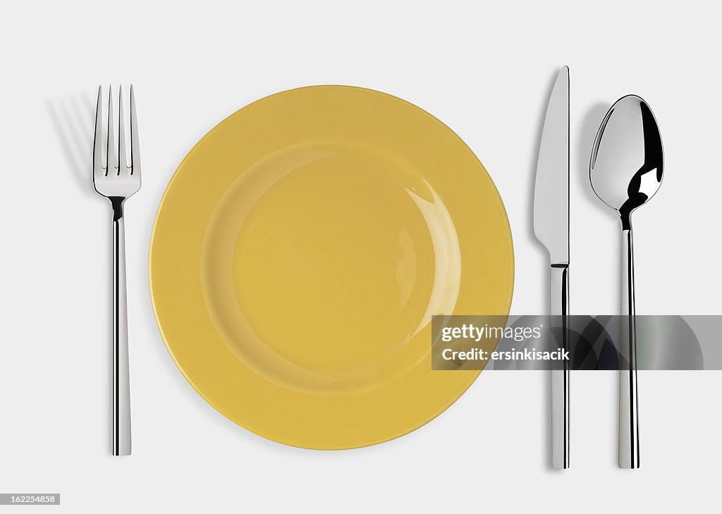 Empty plate with Knife, Spoon and Fork