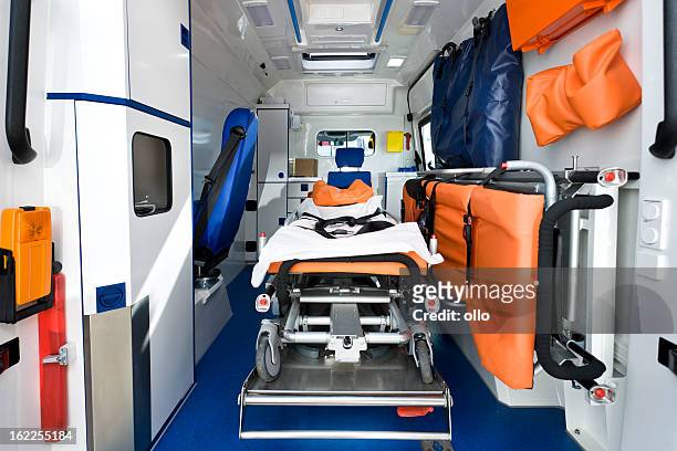 interior view of a modern ambulance - ambulance bildbanksfoton och bilder
