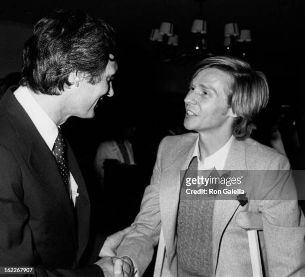 Alan Alda and Dennis Christopher attend the world premiere party for "The Seduction of Joe Tynan" on August 15, 1979 at the Beekman Theater in New...