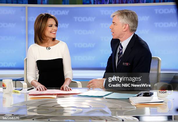 Savannah Guthrie and David Gregory appear on NBC News' "Today" show --