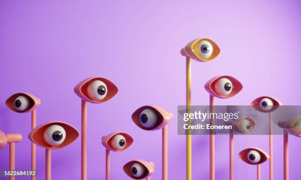 abstract eyes looking around - surveillance imagens e fotografias de stock