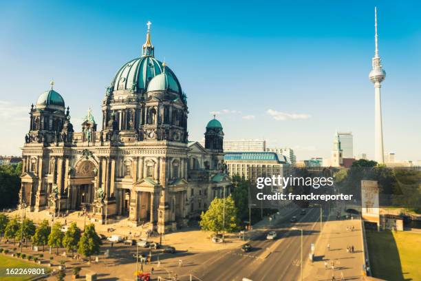 berlin cathedral dome at sunset - historical geopolitical location stock pictures, royalty-free photos & images