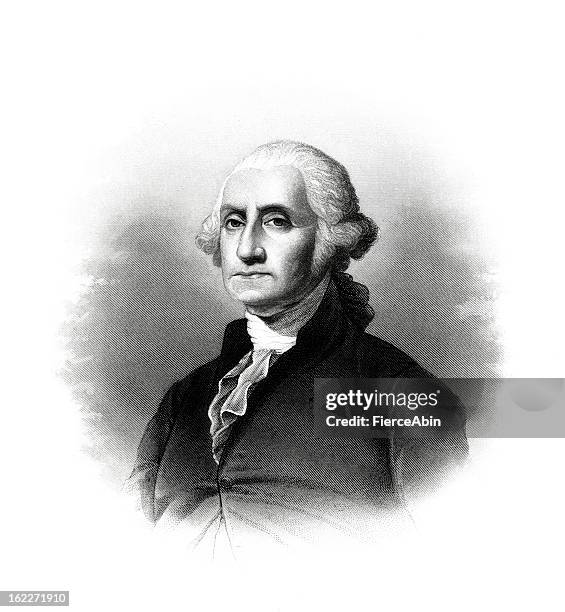 george washington - antique engraved portrait - george washington stock illustrations