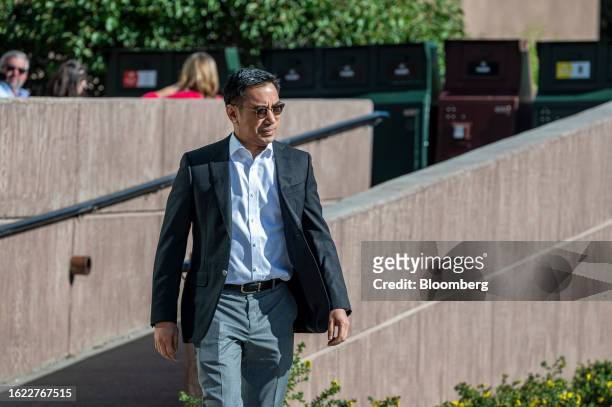 Sethaput Suthiwartnarueput, governor of the Bank of Thailand, arrives for a Bloomberg Television interview at the Jackson Hole economic symposium in...