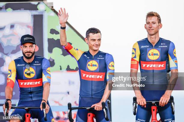 Kenny Elissonde, Bauke Mollema of Lidl Treckduring the La Vuelta 23 Team Presentation of the 78th Tour of Spain 2023. On August 24, 2023 in...