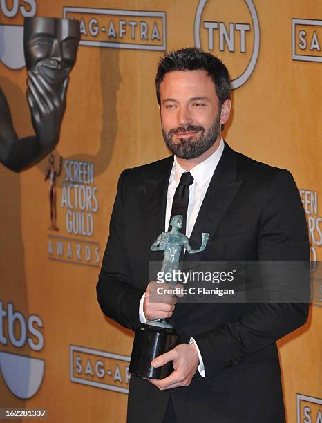 Director/Actor Ben Affleck poses backstage during The 19th Annual Screen Actors Guild Awards at The Shrine Auditorium on January 27, 2013 in Los...