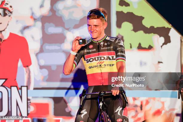 Remco Evenepoel of Soudal Quick Step during the La Vuelta 23 Team Presentation of the 78th Tour of Spain 2023. On August 24, 2023 in Barcelona, Spain.