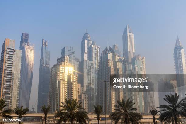 Residential skyscrapers in the Dubai Marina district of Dubai, United Arab Emirates, on Friday, Aug. 25, 2023. Chinese investors are gradually...