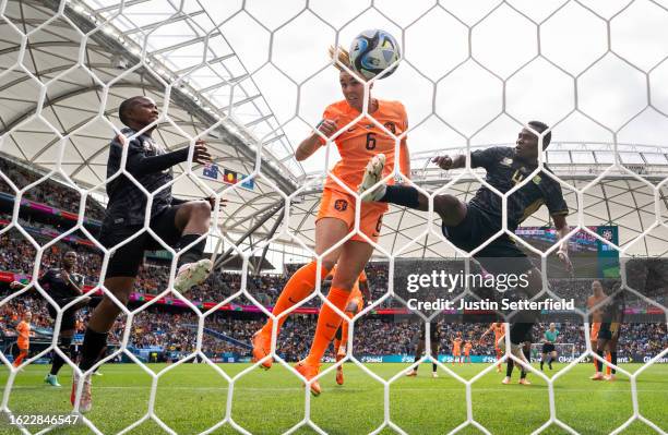Jill Roord of Netherlands heads to score her team's first goal during the FIFA Women's World Cup Australia & New Zealand 2023 Round of 16 match...