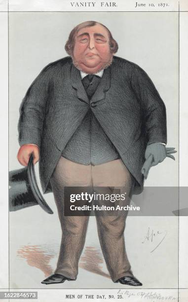 Vanity Fair cartoon by 'Ape' of the Tichborne Claimant, also known as Thomas Castro and Arthur Orton, June 10th 1871.