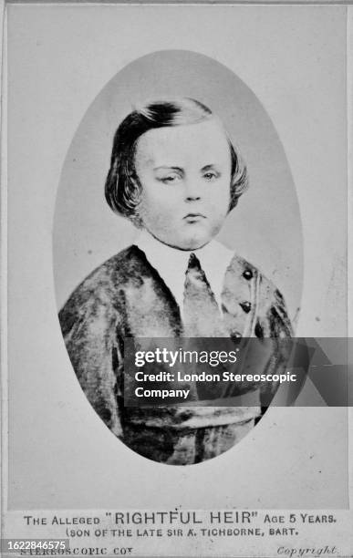 Carte de Visite of Henry Alfred Tichborne titled: 'The Alleged "Righful Heir" age 5 years (son of the late Sir A Tichborne, Bart" by the London...