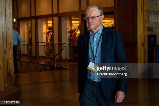 Philip Lowe, governor of the Reserve Bank of Australia , arrives for dinner during the Jackson Hole economic symposium in Moran, Wyoming, US, on...