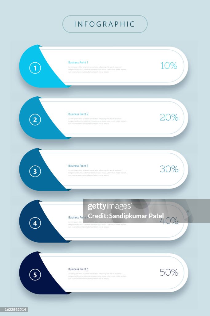 Plantilla infográfica de negocio de presentación con 5 opciones