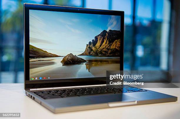 New Google Inc. Chromebook Pixel laptop is displayed for a photograph during a launch event in San Francisco, California, U.S., on Thursday, Feb. 21,...