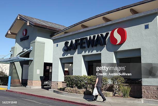 Customer leaves a Safeway store on February 21, 2013 in San Rafael, California. Safeway, the second largest grocery chain in the U.S., reported a 13...