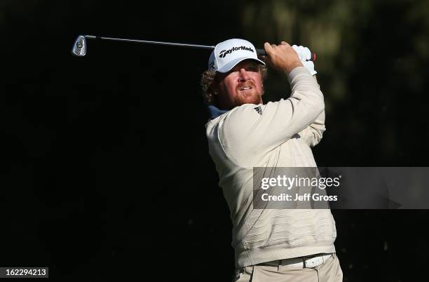 William McGirt hits a shot during the third round of the AT&T Pebble Beach National Pro-Am at Monterey Peninsula Country Club on February 9, 2013 in...
