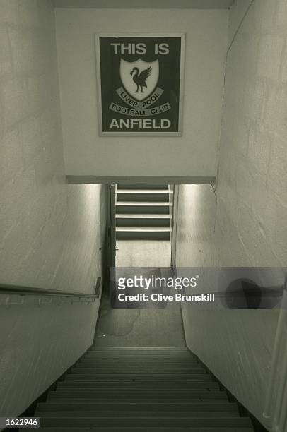 The famous players tunnell at Anfield Stadium, home of Liverpool Football Club in Liverpool, England. \ Mandatory Credit: Clive Brunskill /Allsport