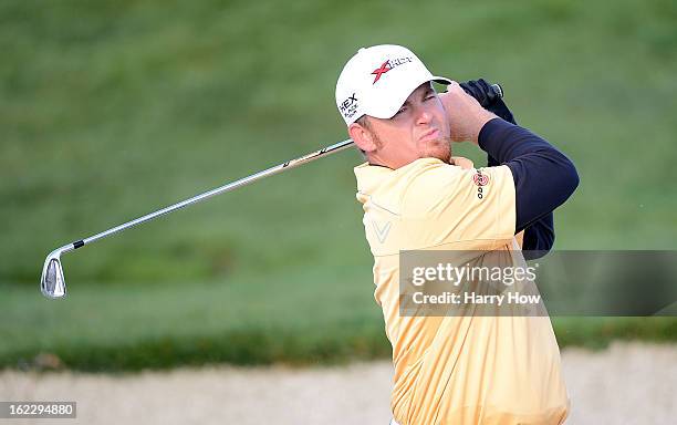 Holmes hits a shot during the second round of the AT&T Pebble Beach National Pro-Am at Pebble Beach Golf Links on February 8, 2013 in Pebble Beach,...