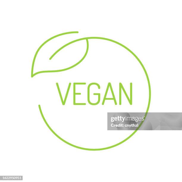 stockillustraties, clipart, cartoons en iconen met vegan concept label design vector illustration - veganisme