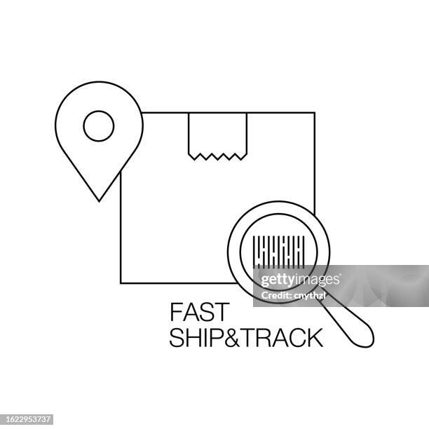 ship tracking icon design vector illustration - parcel tracking stock illustrations