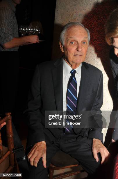 American actor Alan Alda attends a reception following the Israel Philharmonic Orchestra's performance at Lincoln Center, New York, New York, October...