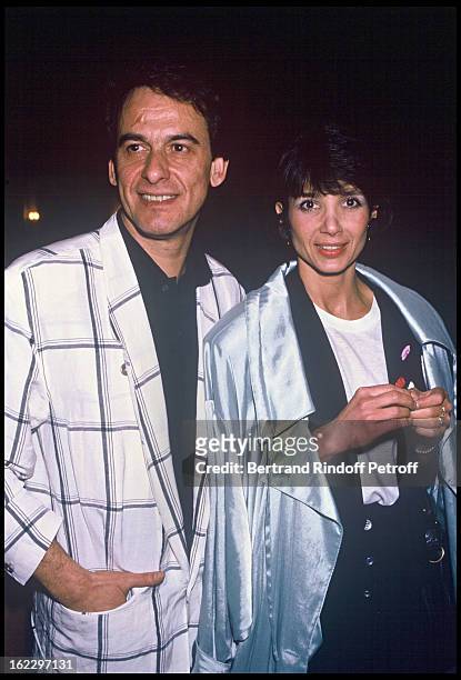 Michel Fugain and his wife Stephanie at Kean dress rehearsal, Theatre de Marigny, Paris, 1987 .