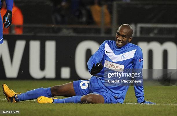 Ngongca Anele of KRC Genk looks on during the UEFA Europa League round of 32 second leg match between Racing Genk and VfB Stuttgart in Cristal Arena...