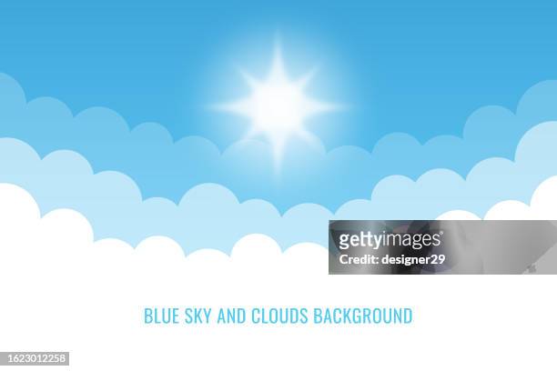 ilustraciones, imágenes clip art, dibujos animados e iconos de stock de cielo azul y nubes de fondo. - clear sky