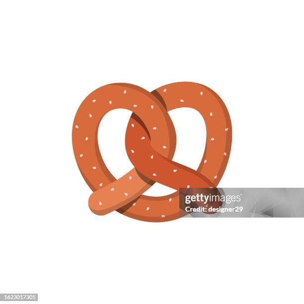 ilustrações, clipart, desenhos animados e ícones de design plano de pretzel no fundo branco. - festa da cerveja