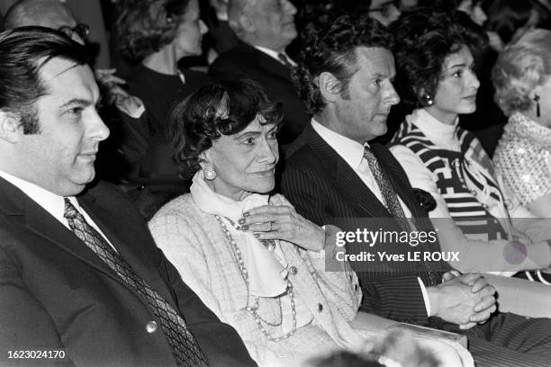 Coco Chanel lors de la première parisienne du film 'Tristana' le 8 avril 1970.